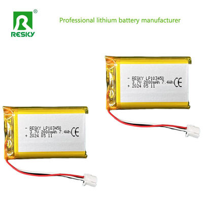 Phòng pin Lithium Polymer phẳng 523450 603450 803450 103450 3.7v 2000mAh Pin Lipo