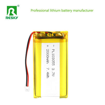 Pin Lipo sạc lại 103055 3.7V 2000mAh 7.4wh Điện năng lượng pin lithium ion mặt trời