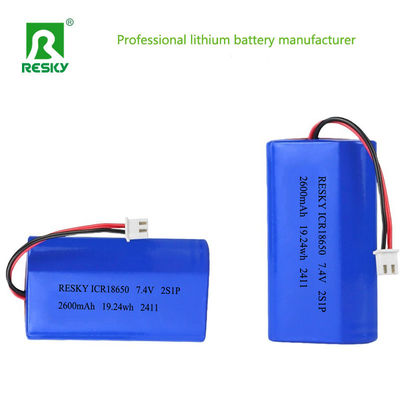 Pin pin trụ 18650 Li-ion Polymer Battery Pack 3.7v 7.4V 2600mAh 19.24wh Pin Lithium
